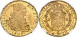 MEXIQUECharles IV (1788-1808). 8 escudos 1808, Mo, Mexico. Av. CAROL. IIII. D. G. HISPAN. ET. IND. R