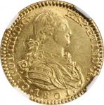 SPAIN. 2 Escudos, 1801-FA/MF. Madrid Mint. Charles IV (1788-1808). NGC MS-63.