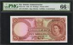 FIJI. Government of Fiji. 10 Shillings, 1965. P-52e. PMG Gem Uncirculated 66 EPQ.