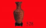 传承千年工艺北京雕漆花瓶，配「错银」木座连盒Lacquer Painted Floral Vase from Beijing, with box & stand. 8.5x8.5x29cm