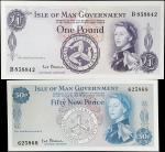 ISLE OF MAN. Lot of (2). Isle of Man Government. 50 New Pence & 1 Pound, 1961 & 1967. P-25b & 27. Un