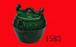 绿釉大茶壶，50-60年代人工製作，茶水站常用，罕见Hand-made Green Tea Pot, 1950-60. Rare.  21 x 21cm 