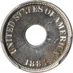 1884 Pattern Annular, or Ring-Form Cent. Judd-1721, Pollock-1929. Rarity-5. Nickel. Plain Edge. Proo