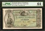 GUATEMALA. Banco Colombiano. 1 Peso, 1900. P-S121b. PMG Choice Uncirculated 64.