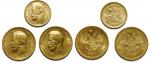 Russia, group of 3x gold coins consisting of, 5Roubles (1898) and 2x 10Roubles (both 1900), crowned 