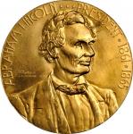 1861-1865 (1909) Abraham Lincoln Temperance Medal. Gilt Bronze. 63 mm. By Henning Ryden, for C.H. Ha