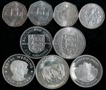 JERSEY ジャージー Lot of Crown Size Silver Coins & Minor Coins クラウンサイズ銀貨3枚含む各種 返品不可 要下見 Sold as is No ret