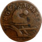 1787 New Jersey Copper. Maris 56-n, W-5310. Rarity-1. No Sprig Above Plow, Camel Head. Overstruck on