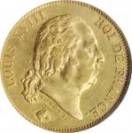 FRANCE. 40 Francs, 1818-W. Lille Mint. Louis XVIII. NGC AU-55.