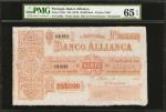 PORTUGAL. Banco Allianca. 20,000 Reis, ND (1870). P-s142r. Remainder. Gem Uncirculated 65 EPQ.