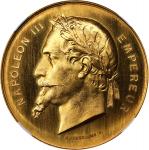 FRANCE. Napoleon III/Paris Worlds Fair Gilt Copper Medal, 1867. NGC MS-67.