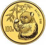 1995年熊猫纪念金币1盎司戏竹 NGC MS 69 China (Peoples Republic), gold 100 yuan (1 oz) Panda, 1995, small date (S