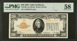 Fr. 2402. 1928 $20  Gold Certificate. PMG Choice About Uncirculated 58.