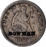 BOWMAN on an 1854 Liberty Seated quarter. Brunk B-954, Rulau IL-Ot 5. Host coin Extra Fine. Plus an 