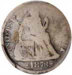 1873-CC Liberty Seated Dime. Arrows. Fortin-101, the only known dies. Rarity-4. AG-3 (PCGS).