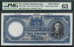 The Government of Fiji, printers archival specimen 10, 1 July 1943, serial number run B/1 30001 to B