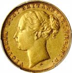 AUSTRALIA. Sovereign, 1879-M. Melbourne Mint. Victoria. PCGS AU-53 Gold Shield.