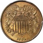 1865 Two-Cent Piece. Plain 5. MS-66+ RB (PCGS). CAC.