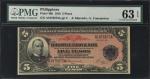 PHILIPPINES. Philippine Nationalbank. 5 Pesos, 1916. P-46b. PMG Choice Uncirculated 63 EPQ.