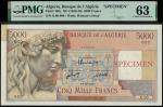 Banque de lAlgerie, specimen 5000 francs, ND (1946-47), serial number O.00 000, multicolour, French 