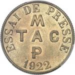 FRANCE IIIe République (1870-1940). Essai de presse au module de 2 francs 1922, Poissy.
