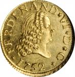 SPAIN. 1/2 Escudo, 1752-M JB. Madrid Mint. Ferdinand VI. NGC MS-64.