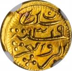 MALDIVES. Gold 2 Lariat, AH 1319 (1901). Heaton Mint. NGC MS-66.