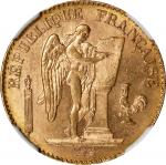 FRANCE. 20 Francs, 1896-A. Paris Mint. NGC MS-63.