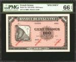 FRENCH GUIANA. Banque de la Guyane. 100 Francs, ND (1942). P-13s. Specimen. PMG Gem Uncirculated 66 