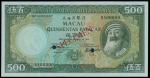 Macau, Banco Nacional Ultramarino, 500 patacas, specimen, 8.8.1981, serial number NA00000, olive gre