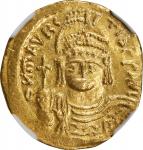 MAURICE TIBERIUS, 582-602. AV Solidus (4.45 gms), Constantinople Mint, 1st Officina, 582-602. NGC Ch