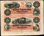 Elizabethtown, Illinois. Bank of Trenton. October 1, 1860. Uncut Pair $3-$5. Choice Uncirculated.