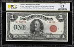 CANADA. Dominion Of Canada. 1 Dollar, 1923. DC-25g. PCGS Banknote Choice Uncirculated 63.
