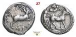 SICILIA - Messana - (445-439 a.C.)  Tetradramma D/ Biga trainata da due muli; in alto la Vittoria in
