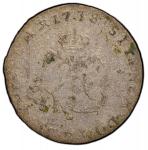 1738-B Sou Marque. Rouen Mint. Vlack-49. Rarity-8. AU Details--Planchet Flaw (PCGS).
