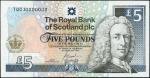 Royal Bank of Scotland plc, ｣5, 6 February 2002, Commemorative Series, the Queens Golden Jubilee, se