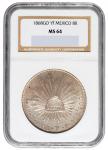 1868年墨西哥“鹰洋”银币一枚，NGC鉴定评级MS64