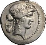 ROMAN REPUBLIC. P. Clodius M.f. Turrinus. AR Denarius, Rome Mint, 42 B.C. NEARLY EXTREMELY FINE.