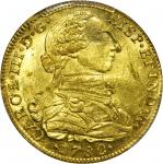 COLOMBIA. 1782-JJ 8 Escudos. Santa Fe de Nuevo Reino (Bogotá) mint. Carlos III (1759-1788). Restrepo