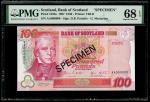 1997年苏格兰银行100镑样票，编号AA000000，PMG 68EPQ，高分美品