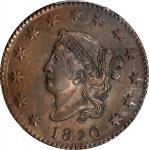 1820 Matron Head Cent. N-13. Rarity-1. Large Date. MS-65 BN (PCGS).