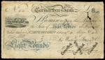 Carmarthen Bank (Waters, Jones & Co), ｣8, 4 August 1829, serial number 425, black and white on water