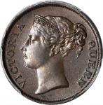 1845年东印度公司1/2分 STRAITS SETTLEMENTS. East India Company. 1/2 Cent, 1845. Victoria. PCGS AU-58 Gold Sh