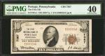 Portage, Pennsylvania. $10 1929 Ty. 1. Fr. 1801-1. The First NB. Charter #7367. PMG Extremely Fine 4