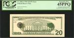 Fr. 2084-J. 1996 $20  Federal Reserve Note. Kansas City. PCGS Currency Extremely Fine 45 PPQ. Overpr
