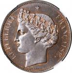 CHILE. Copper 5 Francs Essai (Pattern), 1851. Paris Mint. NGC MS-64 Brown.