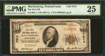 Martinsburg, Pennsylvania. $10  1929 Ty. 1. Fr. 1801-1. The First NB. Charter #7974. PMG Very Fine 2