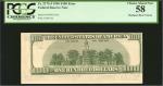 Fr. 2175-J. 1996 $100  Federal Reserve Note. Kansas City. PCGS Currency Choice About New 58. Misalig