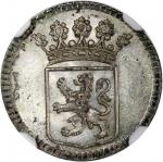 1757年荷属东印度荷兰1／2杜伊特银币，“VOC”，NGC MS64。NGC记录唯一一枚。
