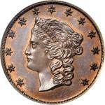 1851 San Francisco State of California $5 Die Trial. K-2a. Rarity-7-. Copper. Reeded Edge. Proof-66 